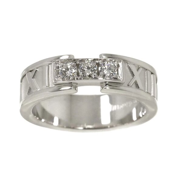 TIFFANY Co. Atlas Diamond Ring 18K White Gold 750 size4-4.5(US) 90289386 - Picture 1 of 7